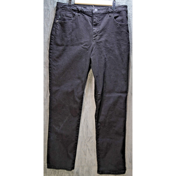 Lee Instantly Slims Relaxed Fit Jeans 14L Black Straight Leg High Rise Stretch - Picture 1 of 10